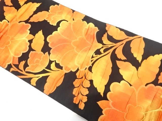 JAPANESE KIMONO / NAGOYA OBI / CHIKUZEN HAKATA / WOVEN FLOWER 